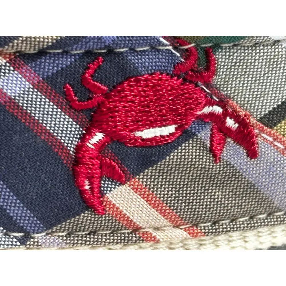 L.L. Bean Womens S/M Madras Plaid Patchwork Embroidered Crab Belt D-Ring Canvas